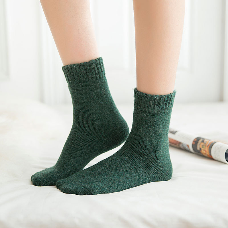 Autumn Winter Rabbit Wool Terry Socks Thicker Pull-in Tube Socks Solid Thermal Fluffy Fuzzy Socks